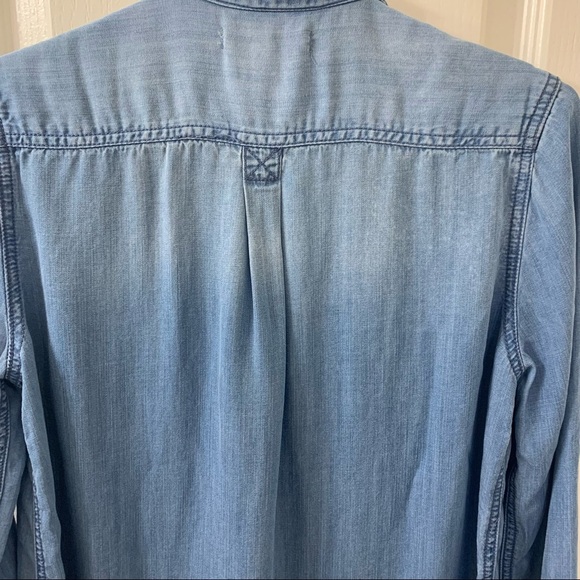 Forever 21 Button Front Chambray Light Wash Mini Shirt Dress Tunic Women’s S - Picture 6 of 13